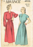 Advance 4932: 1940s Misses Elegant Day Dress Size 34 Bust Vintage Sewing Pattern