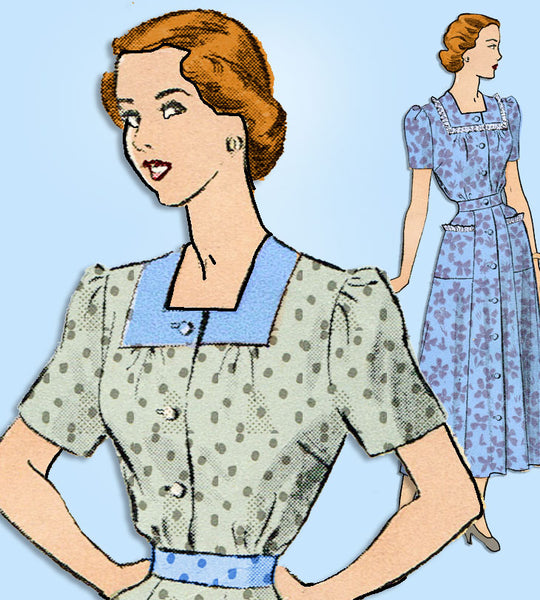 1940s Original Vintage Advance Sewing Pattern 5004 Misses Feminine Dress Sz 36 B - Vintage4me2