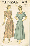 1940s Original Vintage Advance Sewing Pattern 5004 Misses Feminine Dress Sz 36 B - Vintage4me2