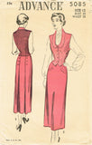 1940s Vintage Advance Sewing Pattern 5085 Uncut Misses Skirt & Weskit Sz 30 Bust