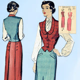 1940s Vintage Advance Sewing Pattern 5085 Uncut Misses Skirt & Weskit Sz 30 Bust