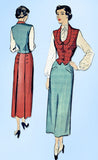 1940s Vintage Advance Sewing Pattern 5085 Uncut Misses Skirt & Weskit Sz 30 Bust