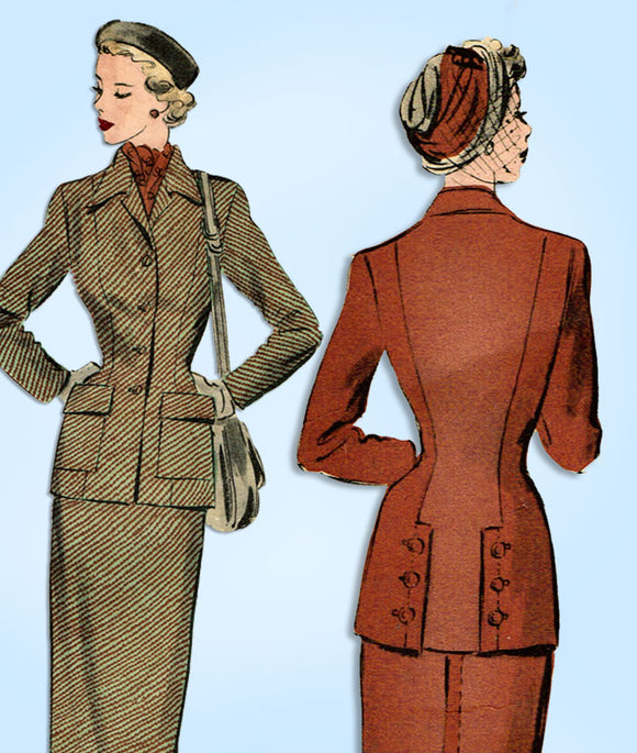 1950s Vintage Advance Sewing Pattern 5131 Misses Slender Walking Suit Sz 38 Bust - Vintage4me2