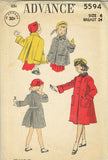 1950s Vintage Advance Sewing Pattern 5594 Uncut Toddler Girls Swing Coat Size 6 - Vintage4me2