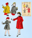 1950s Vintage Advance Sewing Pattern 5594 Little Girls Swing Back Coat Size 8