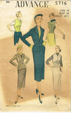 1950s Vintage Advance Sewing Pattern 5716 Uncut Misses Slender Suit Size 32 Bust - Vintage4me2