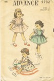1950s Vintage Advance Sewing Pattern 5732 Uncut Baby Girls Ruffled Dress Sz 2 - Vintage4me2
