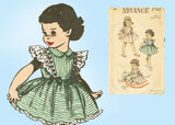 1950s Vintage Advance Sewing Pattern 5732 Uncut Baby Girls Ruffled Dress Sz 2 - Vintage4me2