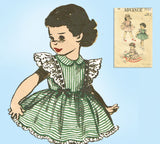 1950s Vintage Advance Sewing Pattern 5732 Toddler Girls Ruffled Dress Size 3 - Vintage4me2