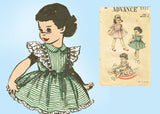 1950s Vintage Advance Sewing Pattern 5732 Toddler Girls Ruffled Dress Size 3 - Vintage4me2