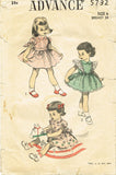 1950s Vintage Advance Sewing Pattern 5732 Toddler Girls Ruffled Dress Size 6 - Vintage4me2