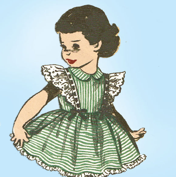 1950s Vintage Advance Sewing Pattern 5732 Toddler Girls Ruffled Dress Size 3 - Vintage4me2