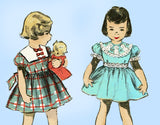 1950s Vintage Advance Sewing Pattern 5748 Cute Toddler Girls Dress Sz 6