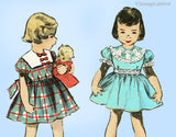 1950s Vintage Advance Sewing Pattern 5748 Cute Toddler Girls Dress Sz 6