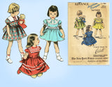 1950s Vintage Advance Sewing Pattern 5748 Cute Toddler Girls Dress Sz 6
