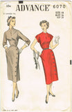 1950s Vintage Advance Sewing Pattern 6070 Uncut Misses Slender Dress Sz 36 B