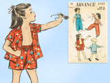 Advance 6104: 1950s Cute Toddler Play Clothes Set Sz 6 Vintage Sewing Pattern