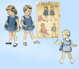 1950s Original Vintage Advance Pattern 6108 Toddlers His Hers Play Apron Size 6