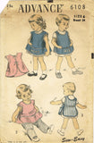 1950s Original Vintage Advance Pattern 6108 Toddlers His Hers Play Apron Size 6
