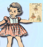 1950s Original Vintage Advance Sewing Pattern 6236 Cute Baby Girls Dress Size 1 - Vintage4me2