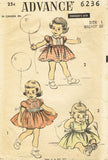 1950s Original Vintage Advance Sewing Pattern 6236 Cute Baby Girls Dress Size 1 - Vintage4me2