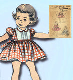1950s Original Vintage Advance Sewing Pattern 6236 Baby Girls Dress Size 6 mos - Vintage4me2