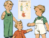 1950s Vintage Advance Sewing Pattern 6300 Toddler Boys Overalls & Jacket Sz 1
