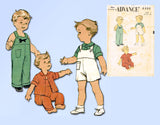 1950s Vintage Advance Sewing Pattern 6300 Toddler Boys Overalls & Jacket Sz 1