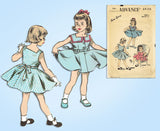 1950s Vintage Advance Sewing Pattern 6420 Sew Easy Toddler Girls Sun Dress Sz 4