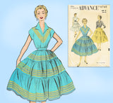 1950s Vintage Advance Sewing Pattern 6760 Uncut Misses Patio Dress Sz 36 B