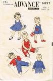 1950s Vintage Advance Sewing Pattern 6897 Baby Boys Girls Overalls & Dress Sz1 - Vintage4me2