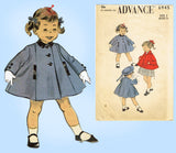 Advance 6945: 1950s Cute Baby Girls Flared Coat Sz 2 Vintage Sewing Pattern