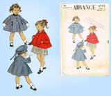 Advance 6945: 1950s Cute Baby Girls Flared Coat Sz 4 Vintage Sewing Pattern
