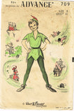 Advance 709: 1950s Rare Kids Peter Pan Costume w Hat Sz 8 Vintage Sewing Pattern
