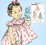 1950s Vintage Advance Sewing Pattern 7133 Toddler Girls High Yoke Dress Size 2 - Vintage4me2