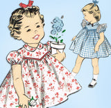 1950s Vintage Advance Sewing Pattern 7133 Toddler Girls High Yoke Dress Size 2 - Vintage4me2