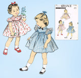 1950s Vintage Advance Sewing Pattern 7133 Toddler Girls High Yoke Dress Size 2 - Vintage4me2