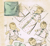 1950s Vintage Advance Sewing Pattern 8218 Infant Layette Set w Fitted Crib Sheet
