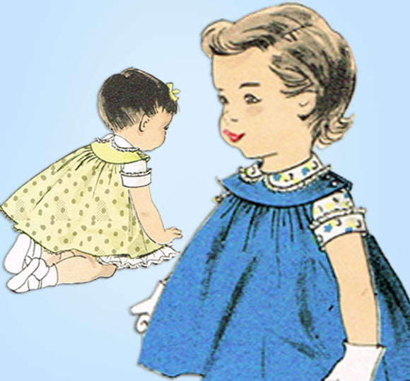 1950s Vintage Advance Sewing Pattern 8220 Toddler Girls Dress and Jumper Size 1 - Vintage4me2