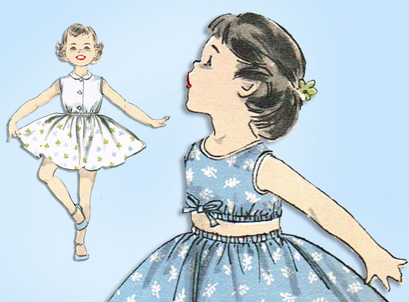 1950s Vintage Advance Sewing Pattern 8328 Easy Baby Girls Play Clothes Size 2 - Vintage4me2