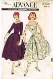 Advance 8346: 1950s Stunning Misses Party Dress Sz 33 B Vintage Sewing Pattern
