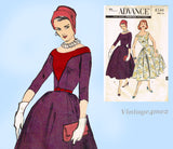 Advance 8346: 1950s Stunning Misses Party Dress Sz 33 B Vintage Sewing Pattern