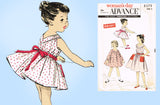 1950s Vintage Advance Pattern 8379 Easy Uncut Baby Girls Cinched Dress Size 2
