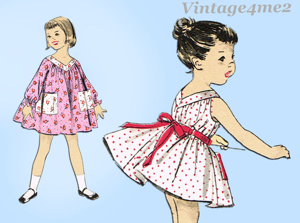 1950s Vintage Advance Pattern 8379 Easy Uncut Baby Girls Cinched Dress Size 2