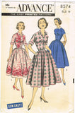1950s Vintage Advance Sewing Pattern 8574 Uncut Easy Shirtwaist Dress Sz 38 B