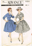 1950s Vintage Advance Sewing Pattern 9084 Uncut Misses Shirtwaist Dress Sz 38 B