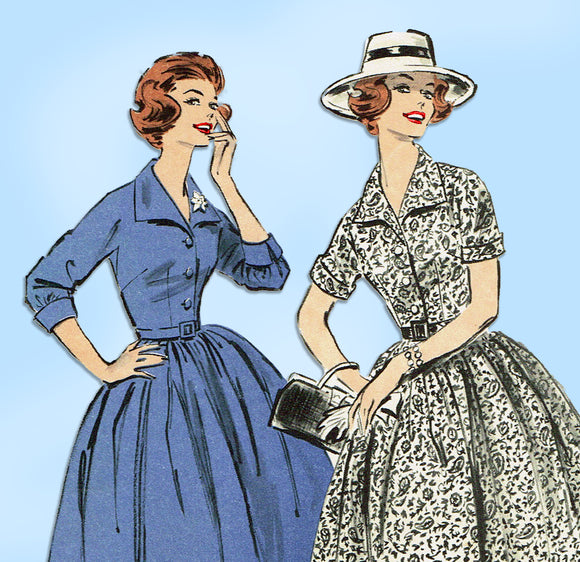 1950s Vintage Advance Sewing Pattern 9084 Uncut Misses Shirtwaist Dress Sz 38 B