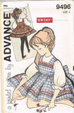 1960s Vintage Advance Sewing Pattern 9496 Uncut Toddler Girls Dress Size 6