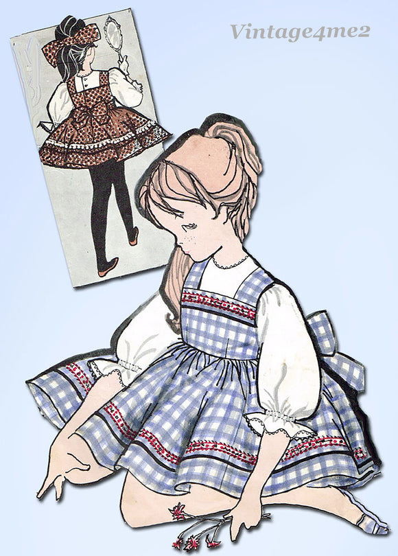 1960s Vintage Advance Sewing Pattern 9496 Uncut Toddler Girls Dress Size 6