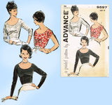 Advance 9597: 1950s Misses Scoop Neck Blouse Size 36 Bust Vintage Sewing Pattern